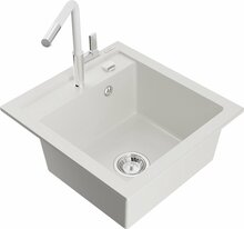 Graniidist köögivalamu Mexen Vito 6503-20-670401-02, 49 x 52 x 21 cm, valge, segisti ja sifooniga