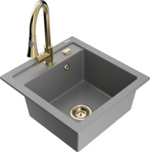 Graniidist köögivalamu Mexen Vito 6503-71-670101-50, 52 x 49 x 21 cm, hall, koos segisti ja sifooniga
