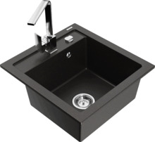 Graniidist köögivalamu Mexen Vito 6503-75-670300-00, 49 x 52 x 21 cm, metallic must/kuldne, segisti ja sifooniga