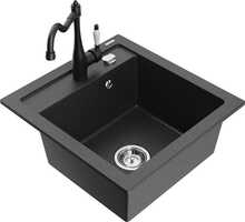 Graniidist köögivalamu Mexen Vito 6503-76-670700-70, 49 x 52 x 21 cm, must graniit/must, segisti ja sifooniga