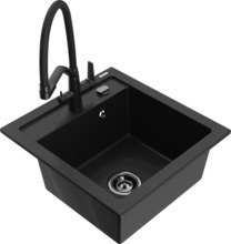 Graniidist köögivalamu Mexen Vito 6503-77-671701-70-B, 52 x 49 x 21 cm, must, koos segisti ja sifooniga