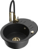 Graniidist köögivalamu Mexen Kevin 6517-73-73450-57-G, must/hõbe metallic, segisti ja sifooniga