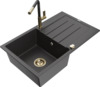 Graniidist köögivalamu Mexen Bruno 6513-76-670401-75-G, 79 x 49 x 20 cm, black granite/gold, koos segisti ja sifooniga