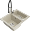 Graniidist köögivalamu Mexen Carlos 6518-69-73450-07, 58 x 47 x 17 cm, beež, koos segisti ja sifooniga