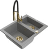Graniidist köögivalamu Mexen Carlos 6518-71-73450-57-G, 58 x 47 x 17.7 cm, hall/must/kuldne, segisti ja sifooniga