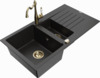 Graniidist köögivalamu Mexen Matias 6502-73-670700-5, 90 x 50.5 x 20 cm, must/hõbe metallic, segisti ja sifooniga