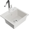 Graniidist köögivalamu Mexen Milo 6505-20-670401-07, 43.5 x 41 x 17.1 cm, valge/must/kroom, segisti ja sifooniga