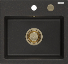 Graniidist köögivalamu Mexen Milo 6505441000-75-G, 435 x 410 mm, must/kuldne metallic, sifooniga