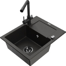 Graniidist köögivalamu Mexen Enzo 6506-75-671600-70-B, 57 x 46 x 17.4 cm, must/kuldne metallic, segisti ja sifooniga