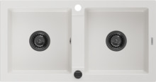 Graniidist köögivalamu Mexen Mario 6504822000-20-B, 820 x 436 mm, valge/must, sifooniga