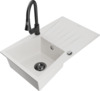 Graniidist köögivalamu Mexen Cesar 6514-20-670101-70, 77.5 x 47 x 20 cm, valge/must, koos segisti ja sifooniga