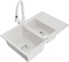 Graniidist köögivalamu Mexen Gaspar 6507-20-670101-20, 73 x 47 x 17.7 cm, valge, segisti ja sifooniga