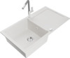 Graniitvalamu Mexen Leo 6501-20-670401-06, 90 x 50 x 19 cm, valge/hall, segisti ja sifooniga