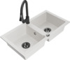 Graniidist köögivalamu Mexen Mario 6504-20-670101-70, 82 x 43 x 16 cm, valge/must, koos segisti ja sifooniga