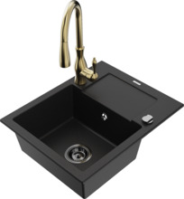 Graniitköögivalamu Mexen Enzo 6506-77-672601-50-B, 57.6 x 46.5 x 17.4 cm, must/gold, segisti ja sifooniga