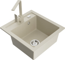 Graniidist köögivalamu Mexen Vito 6503-69-670300-69, 49 x 52 x 21 cm, beež, segisti ja sifooniga