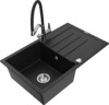 Graniidist köögivalamu Mexen Bruno 6513-77-671701-07, 79 x 49 x 20 cm, must/kroom, koos segisti ja sifooniga