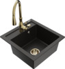 Graniidist köögivalamu Mexen Vito 6503-75-672601-50, 52 x 49 x 21 cm, must/kuldne metallic, segisti ja sifooniga