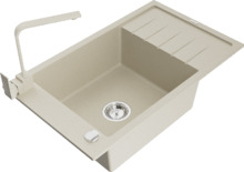 Graniidist köögivalamu Mexen Elias 6511-69-670300-69, 79 x 48 x 20 cm, liivavärvi, segisti ja sifooniga
