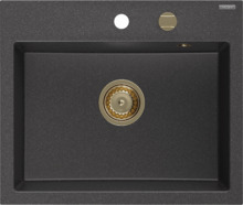 Graniidist köögivalamu Mexen Oscar, 58 x 49 x 20.5 cm, must granite/gold, sifooniga