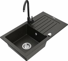 Graniidist köögivalamu Mexen Pablo 6510-75-670200-70, 75.2 x 43.6 x 16.1 cm, must/kuldne, koos segisti ja sifooniga