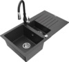 Graniidist köögivalamu Mexen Matias 6502-76-672601-70, 90 x 50.5 x 20 cm, must granite/must, segisti ja sifooniga