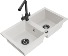 Graniitköögivalamu Mexen Mario 6504-20-671600-70, 82 x 43.6 x 16.1 cm, valge/must, segisti ja sifooniga