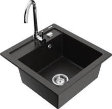 Graniidist köögivalamu Mexen Vito 6503-75-670200-00, 49 x 52 x 21 cm, metallic must/kuldne+chrome, segisti ja sifooniga