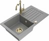 Graniidist köögivalamu Mexen Pablo 6510-71-670700-50, 75.2 x 43.6 x 16.1 cm, hall/kuldne, segisti ja sifooniga