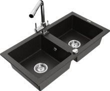 Graniitköögivalamu Mexen Mario 6504-75-671600-00, must/kuldne metallic, segisti ja sifooniga