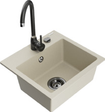 Graniidist köögivalamu Mexen Milo 6505-69-670200-70, 43.5 x 41 x 17.1 cm, beež, koos segisti ja sifooniga
