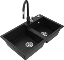 Graniidist köögivalamu Mexen Tomas 6516-77-672601-70, 80 x 50 x 19 cm, must, segisti ja sifooniga