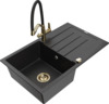 Graniidist köögivalamu Mexen Bruno 6513-73-671701-57-G, 79.5 x 49.5 x 20 cm, must/hõbedane metallic, koos segisti ja sifooniga