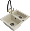 Graniidist köögivalamu Mexen Carlos 6518-69-671701-57-B, 58 x 47 x 17 cm, beež, segisti ja sifooniga