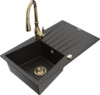 Graniidist köögivalamu Mexen Cesar 6514-75-672601-50, 77 x 47 x 20 cm, metallic must/kuldne, segisti ja sifooniga