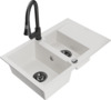 Graniidist köögivalamu Mexen Gaspar 6507-20-670101-70, 73 x 47 x 17.7 cm, valge/must, segisti ja sifooniga