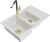 Graniidist köögivalamu Mexen Gaspar 6507-20-670401-57-G, 73 x 47 x 17.7 cm, valge, koos segisti ja sifooniga