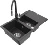 Graniidist köögivalamu Mexen Gaspar 6507-76-672601-76, 73 x 47 x 17.7 cm, must, koos segisti ja sifooniga