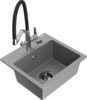 Graniidist köögivalamu Mexen Milo 6505-71-671701-07-B, 43.5 x 41 x 17.1 cm, hall/must/kroom, koos segisti ja sifooniga