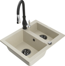 Graniidist köögivalamu Mexen Carlos 6518-69-672601-70, 47.5 x 58.2 x 17.7 cm, beež, koos segisti ja sifooniga