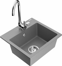 Graniidist köögivalamu Mexen Milo 6505-71-670200-00, 43.5 x 41 x 17.1 cm, hall, koos segisti ja sifooniga