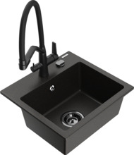 Graniitköögivalamu Mexen Milo 6505-75-671701-70-B, 43 x 41 x 17.1 cm, must/kuldne metallic, segisti ja sifooniga