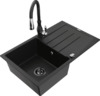 Graniidist köögivalamu Mexen Bruno 6513-77-672601-70-B, 79.5 x 49.5 x 20 cm, must, segisti ja sifooniga