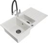 Graniidist köögivalamu Mexen Matias 6502-20-671701-07-B, 90 x 50.5 x 20 cm, valge/must/kroom, segisti ja sifooniga