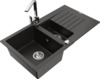 Graniidist köögivalamu Mexen Matias 6502-75-670300-00, 90 x 50.5 x 20 cm, must/kuldne, segisti ja sifooniga
