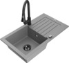 Graniidist köögivalamu Mexen Pablo 6510-71-670101-70-B, 75.2 x 43.6 x 16.1 cm, hall/must, segisti ja sifooniga