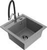 Graniidist köögivalamu Mexen Vito 6503-71-671701-07-B, 49 x 52 x 21 cm, hall/must/chrome, koos segisti ja sifooniga