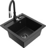 Graniidist köögivalamu Mexen Vito 6503-73-672601-70-B, 49 x 52 x 21 cm, must/hõbedane metallic, segisti ja sifooniga
