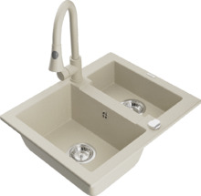 Graniidist köögivalamu Mexen Carlos 6518-69-670101-69, 47.5 x 58.2 x 17.7 cm, beež, koos segisti ja sifooniga