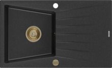 Graniidist köögivalamu Mexen Cesar 6514771010-73-G, 775 x 470 mm, must/hõbe metallic, sifooniga